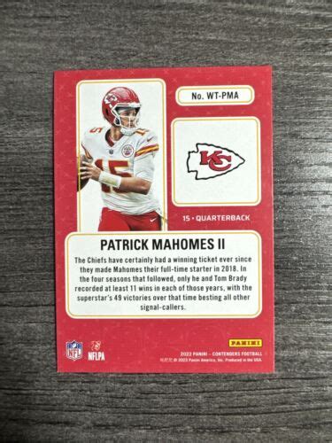 2022 Panini Contenders Winning Ticket WT PMA Patrick Mahomes II For