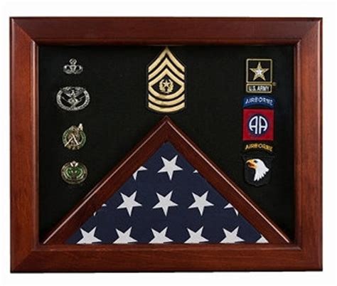 Military Flag medal display case Mahogany wood by flagsconnections