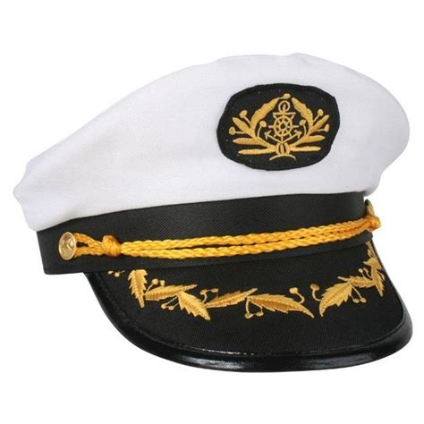 Captain Hat Adult Party Costume Skipper Sailor Ship Captain Cap - White ...