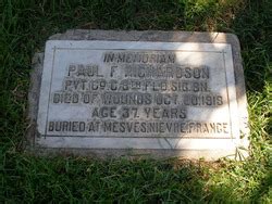 PFC Paul F Richardson 1881 1918 Find A Grave Memorial