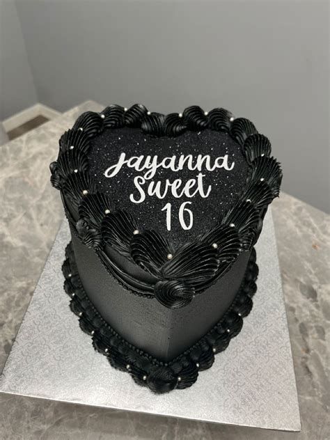 Black Heart Cake Heart Birthday Cake Glitter Birthday Cake Custom