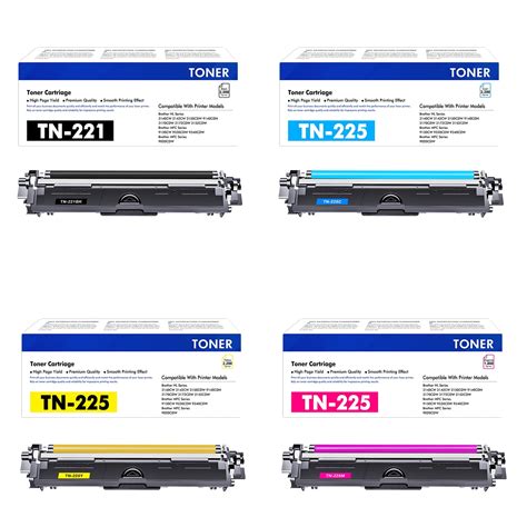 TN221 TN225 TN 221 TN 225 Toner Cartridge Replacement 4 Pack Compatible