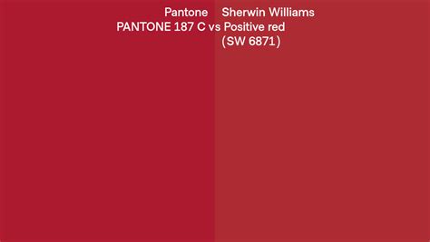 Pantone 187 C Vs Sherwin Williams Positive Red Sw 6871 Side By Side Comparison