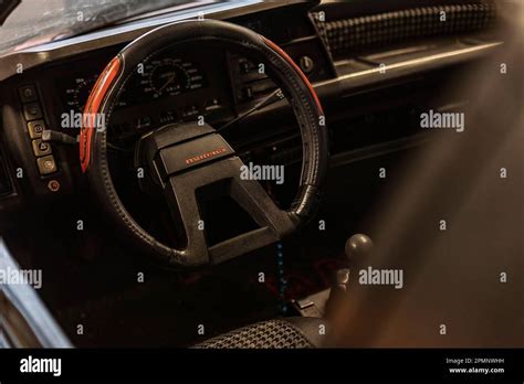 Milan Italy April Close Up Photo Of A Vintage Car Dashboard