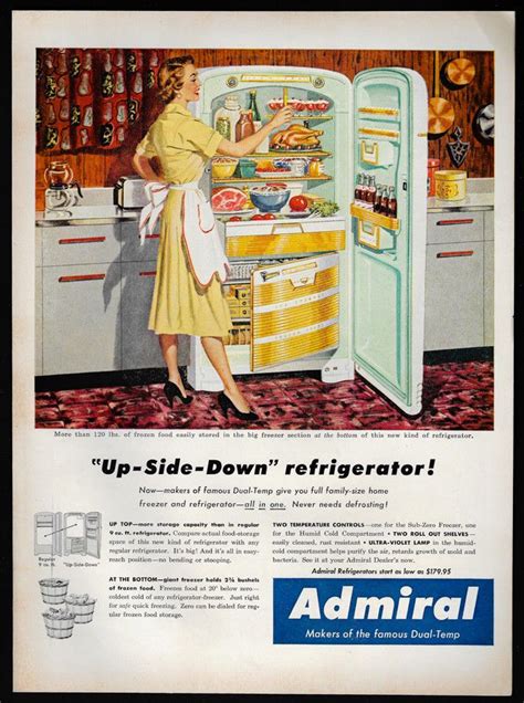 1954 Vintage Print Ad 50 S ADMIRAL Refrigerator Freezer Mid Century