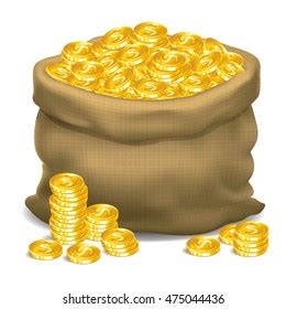 Full Ceramic Pot Gold Coins Old Stock Illustration