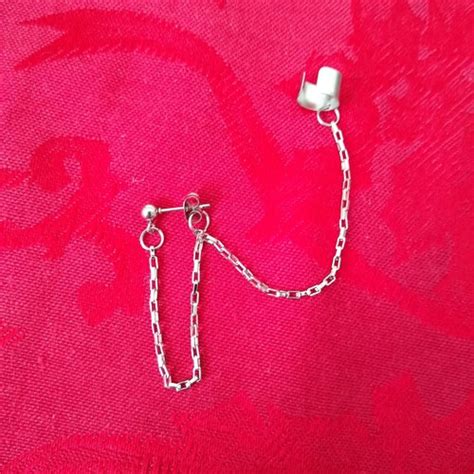 Kpop Kdrama Ear Cuff Earring With Curb Chain Etsy