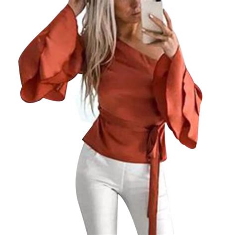 Sexy Oversized Off Shoulder Tops Women Ruffle Blouse Female Autumn Skew