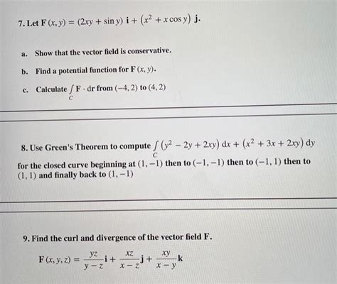 Solved 7 Let F X Y 2xy Sin Y I X2 X Cos Y J