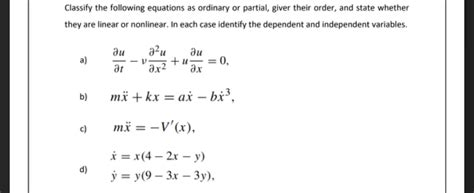 Answered Classify The Following Equations As… Bartleby