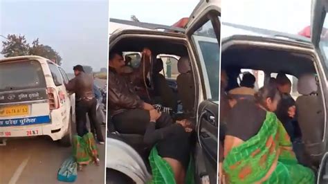 Madhya Pradesh Shocker मुरैना जिले में पुलिस ने बुजुर्ग महिला को कार में घसीट कर खींचा Video