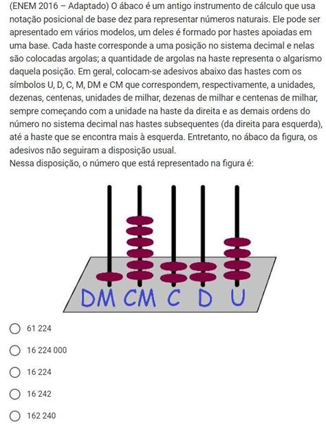 Enem Adaptado O Baco Um Antigo Instrumento De C Lculo Que