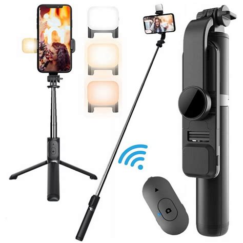 Selfie stick LED kijek do zdjęć 104cm do telefonu tripod statyw