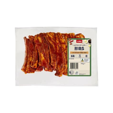 Buy Coles Lamb Ribs With Sticky Bbq Rub 750g Coles