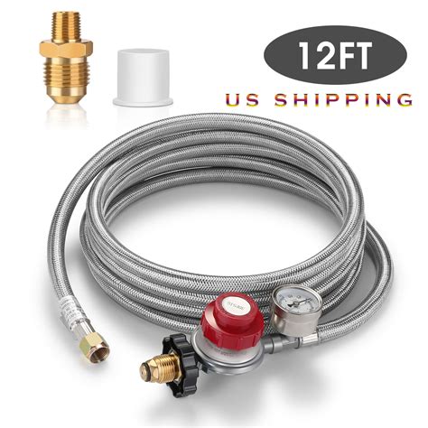 Smoker Wadeo Ft Stainless Braided Propane Regulator Hose With Gauge