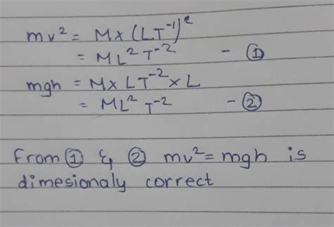 Check Whether The Equation Dimensionaly Correct Or Not Tex Mv