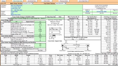 Crane Girder Design Spreadsheet Civil Engineering Construction Crane