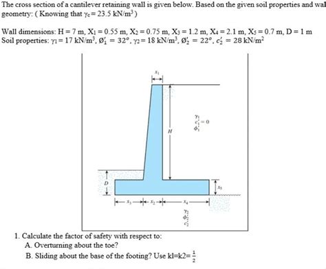 Solved The Cross Section Of A Cantilever Retaining Wall Is Chegg