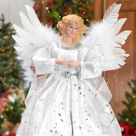 Buy LHMTQVK Angel Treetop, 12'' Standing White Angel Christmas Tree ...