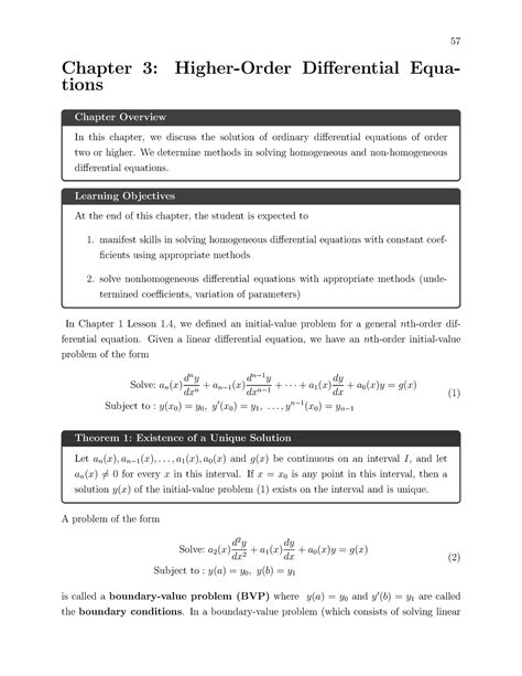 Math Differential Equations Chapter Chapter Higher Order