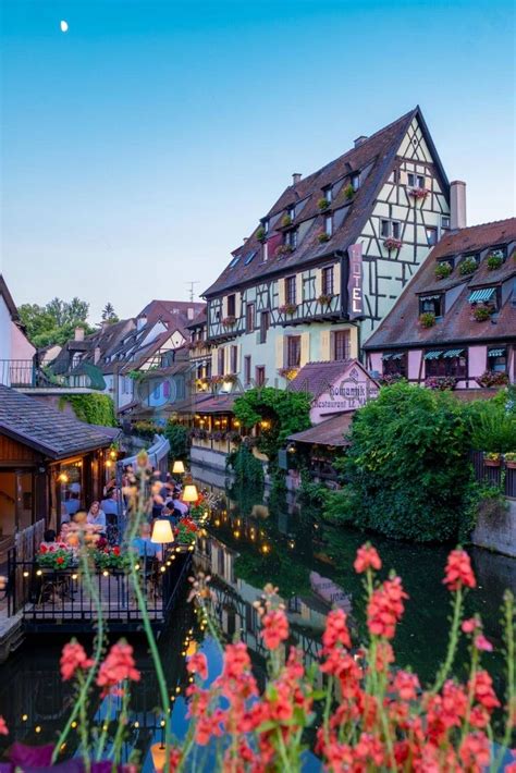 Colmar Alsace France Petite Venice Water Canal And Traditional Half