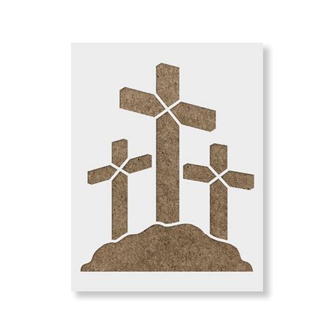 Three Crosses Stencil Diy Craft Stencils Of Three Crosses Etsy