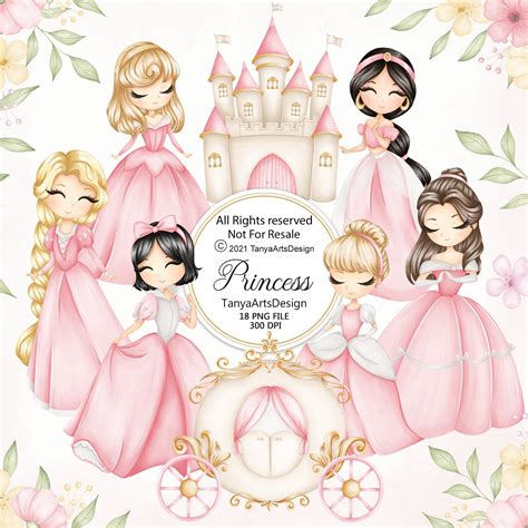 Princess Girl Clipart Cute Princess Clipart Watercolor Etsy Canada