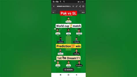 Pakistan Vs Sri Lanka Dream11 Prediction World Cup Pak Vs Sl Dream11