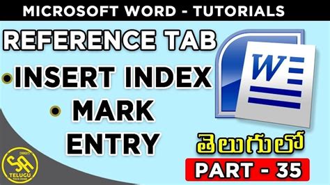 MS Word Tutorials In Telugu Part 35 Insert Index Mark Entry In