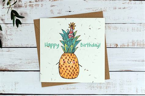 Pineapple Birthday Card Eco 148mm Seed Paper Design