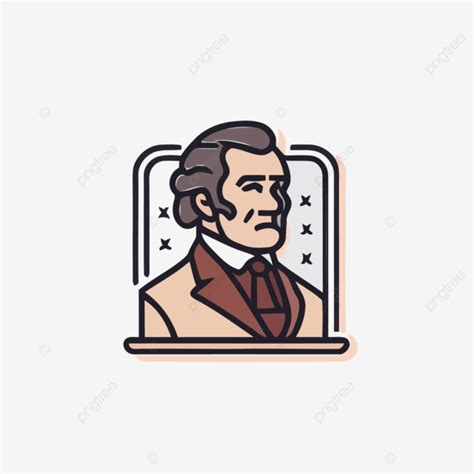 Thomas Jefferson Vector Portrait Sticker Illustration A Lineal Icon