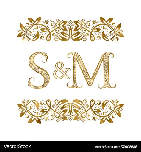 S And M Vintage Initials Logo Symbol Letters Vector Image