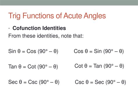 Ppt Trig Functions Of Acute Angles Powerpoint Presentation Free