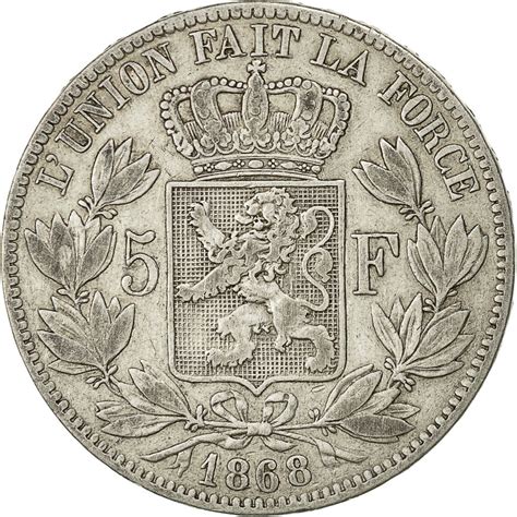 491114 Belgique Léopold II 5 Francs 1868 TB Argent KM 24 TB