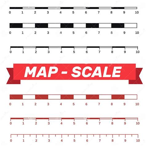 Map Scales Graphics For Measuring Distances Scale Measure Map V Stock