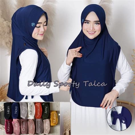 Jual Hijab Rompi Tali Sport Olahraga Senam Sepeda Kekinian Bergo Olahraga Hijaber Panjang