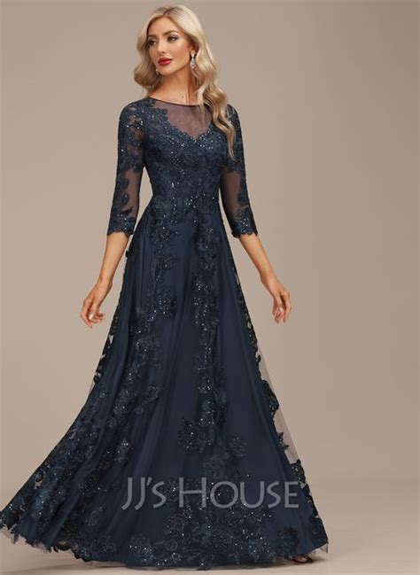 Us A Line Scoop Neck Floor Length Tulle Lace Evening Dress