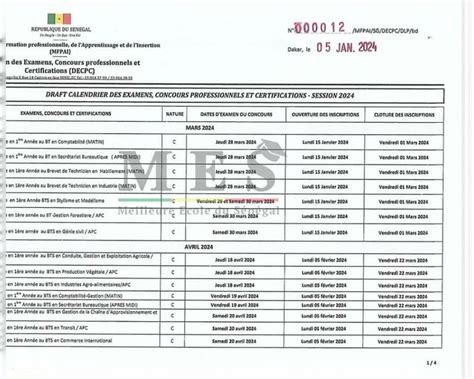 S N Gal Calendrier Des Examens Et Concours Session Lesecoliers