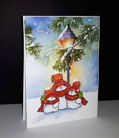 Christmas Card With Teddy Bears Under A Tree