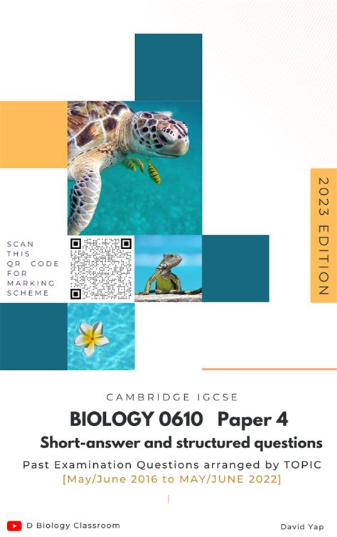 Cambridge Igcse Biology 0610 Paper 4 Topical Past Year Questions 2023