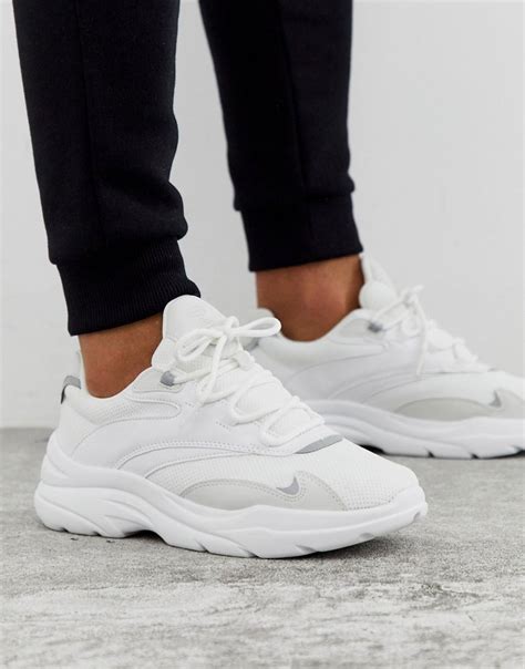 Bershka Chunky Sole Sneaker With Refllective Detailing In White in ...