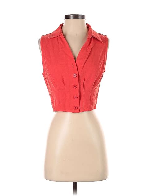 Gilli Solid Red Sleeveless Button Down Shirt Size S 55 Off Thredup