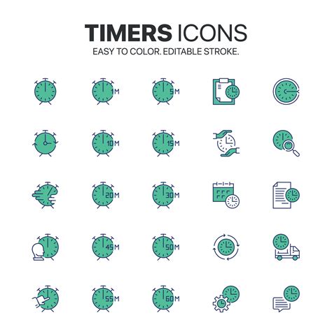 Colorido Conjunto De Iconos De Temporizador Iconos De Reloj Fecha Y