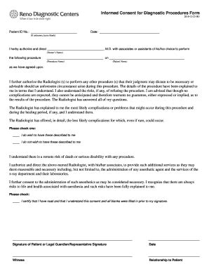 Fillable Online Informed Consent For Diagnostic Procedures Form Fax