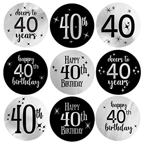 اشترِ Distinctivs Black And Silver 40th Birthday Party Favor Stickers Shiny Foil 180 Labels