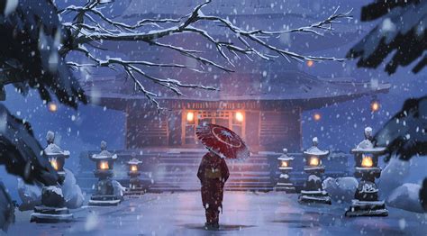 Winter Snow Anime Wallpapers Wallpaper Cave