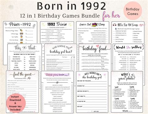 Nd Birthday Printable Games For Women Born In Games Bundle For