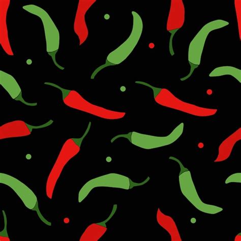 Premium Vector Red And Green Chili Peppers Seamless Pattern On Black