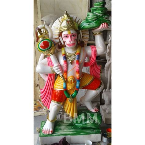 Marble Veer Hanuman Statue Bajrangbali Mountain Inches To Foot