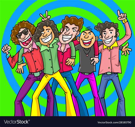 Cartoon retro gang 70s Royalty Free Vector Image